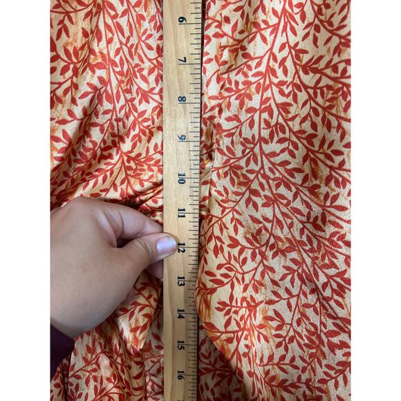 Victorias Secret PJ Set S Tank Top Pants Satin Orange Leaf Vine Pajamas Womens - Picture 10 of 10